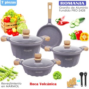 Ollas roca volcánica 7 piezas.