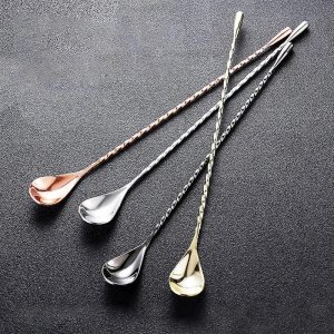 Cuchara de Metal para cubitos de hielo, cuchara trenzada larga
