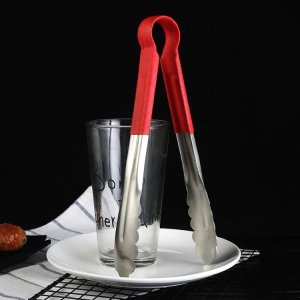 Pinza 25 cm de acero inoxidable para comida, pinzas para comida para el hogar, barbacoa, carne, cocina