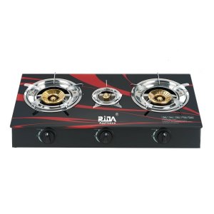 Cocina vidrio templado encendido automático 3 hornillas