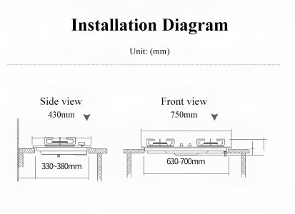 Cocina a Gas en vidrio templado, 2 hornillas